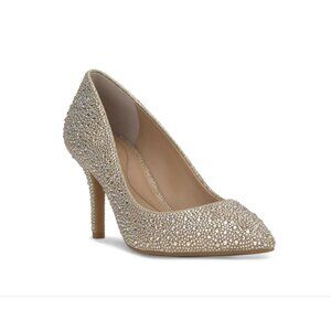 INC Zitah Rhinestone Embellished Pointed Toe Stiletto Heels Womens Size 8.5 Cham